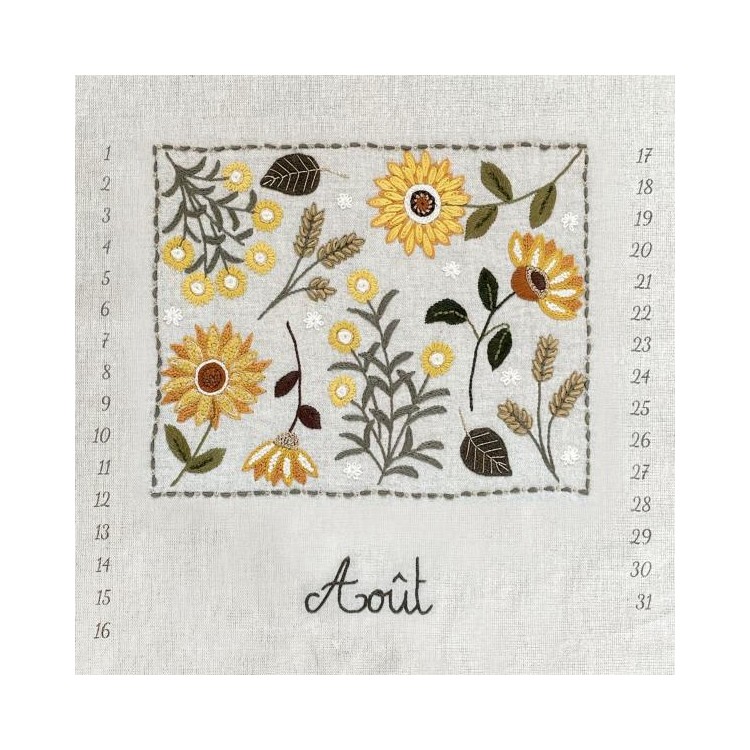 Kit de broderie - Calendrier perpétuel - Août