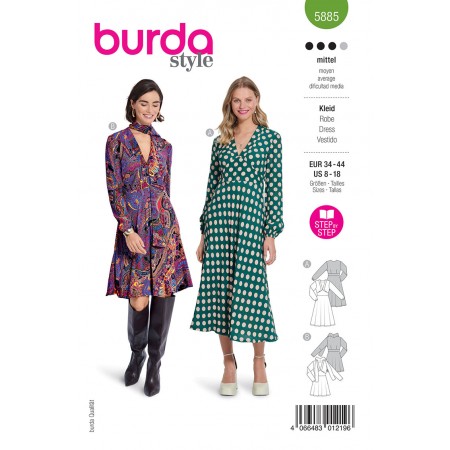 Burda 5885 - Robe à jupe cloche