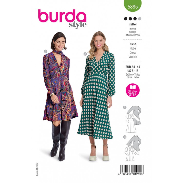 Burda 5885 - Robe à jupe cloche