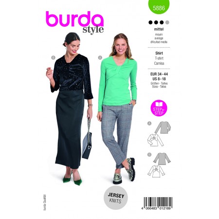 Burda 5886 - T-shirt encolure asymétrique