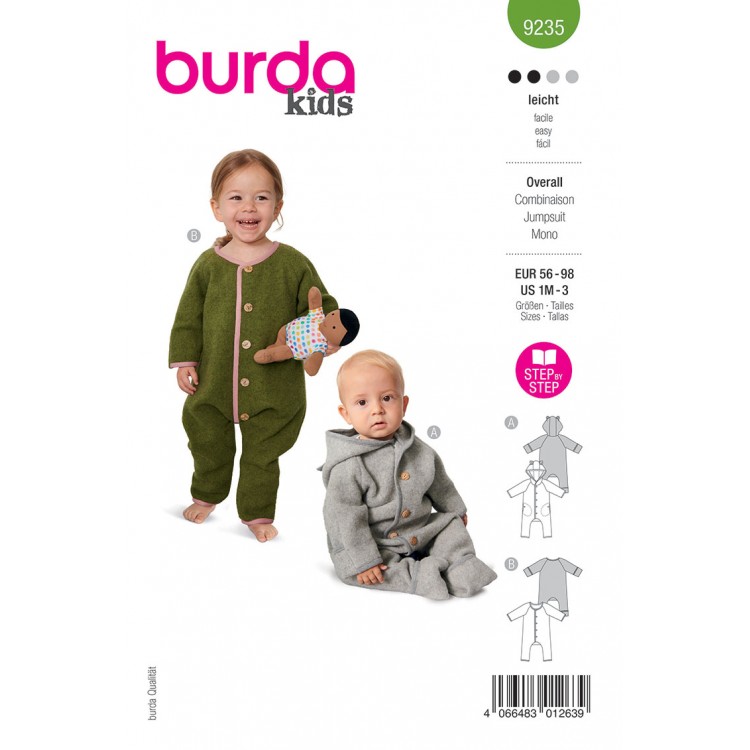 Burda 9235 - Grenouillère boutonnée