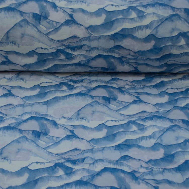 Tissu Soft Shell - Montagne bleue