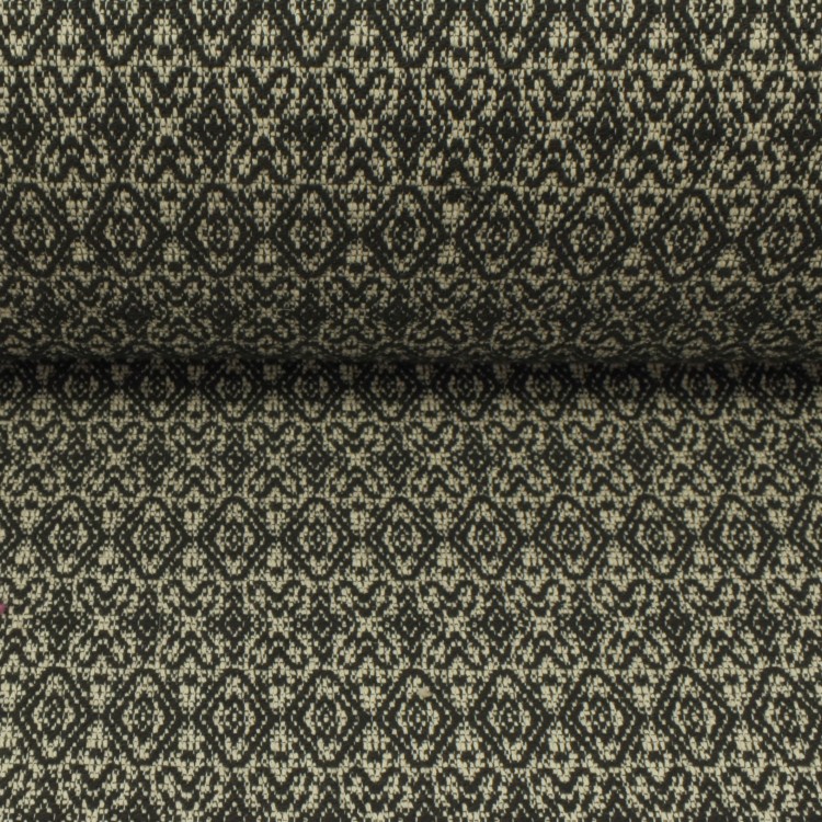 Tissu lainage - Losange baroque noir écru