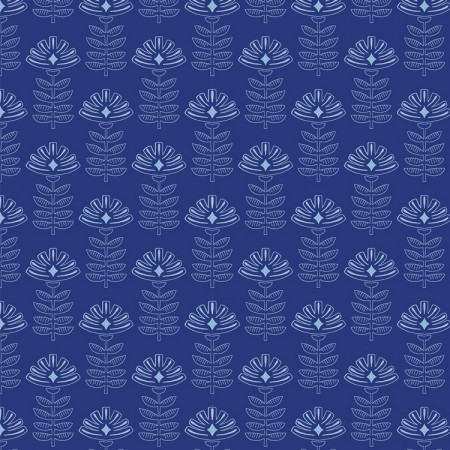 Art Gallery Fabrics - True Blue - Etched Blooms Cobalt