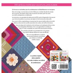 Livre - 200 Carrés au crochet pour couvertures, jetés et plaids