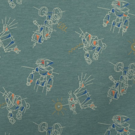 Tissu jersey - Robot bleu