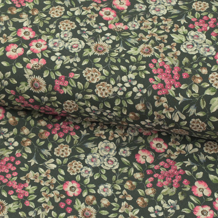 Tissu coton - Eulalie vert rose