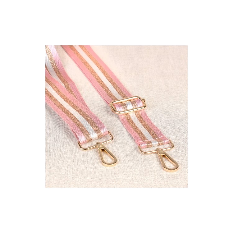 Bandoulière de sac avec mousquetons - Bicolore rose cuivré