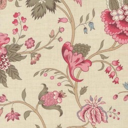 Tissu Moda - Antoinette - Grandes fleurs fond beige