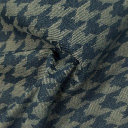 Tissu jean - Pied de coq