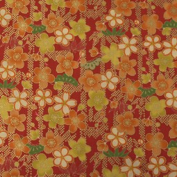 Tissu japonais - Sevenberry - Fleurs orange