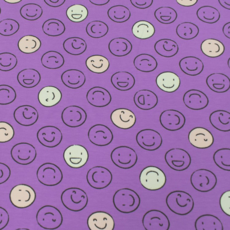 Tissu jersey - Smiley fun purple phosphorescent