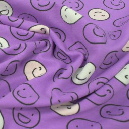 Tissu jersey - Smiley fun purple phosphorescent