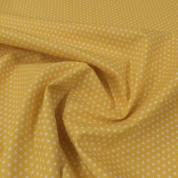 Tissu - Etoile blanc fond jaune