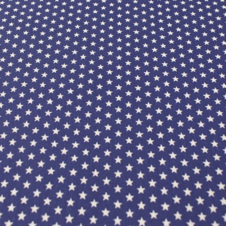 Tissu - Etoile blanc fond bleu