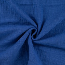 Tissu double gaze - Bambino slub bleu royal
