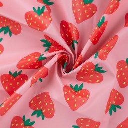 Tissu vinyl raincoat - strawberries rose