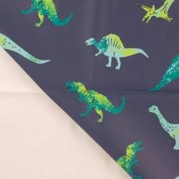 Tissu vinyl raincoat - dinosaure denim