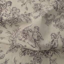 Tissu cretonne - Mini diabolo noir