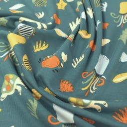 Tissu jersey coton - Ocean animals vert