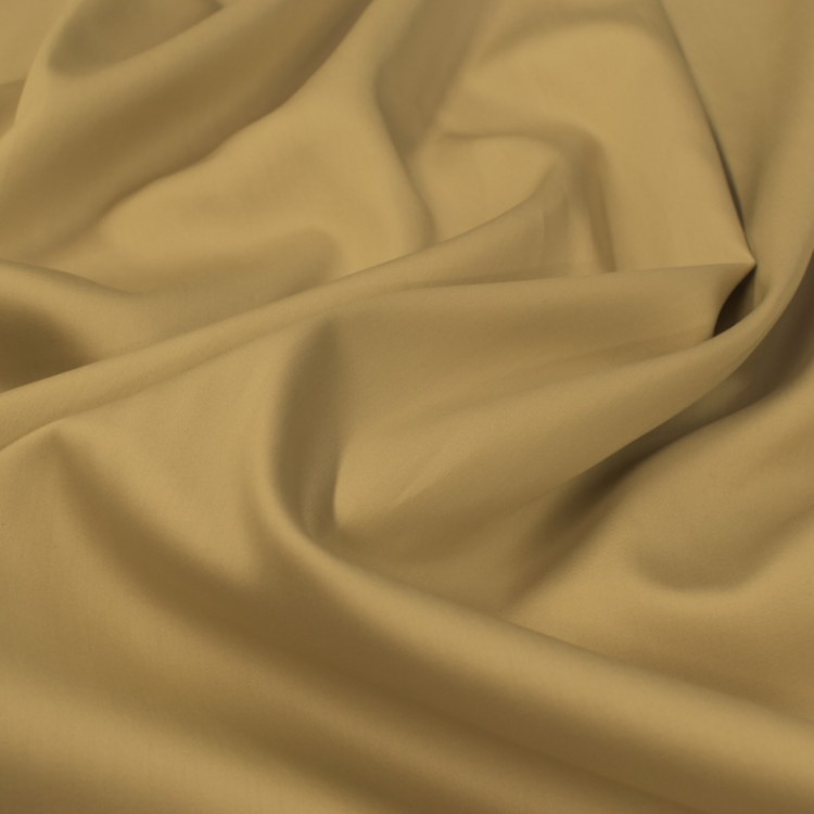 Tissu coton uni satiné beige