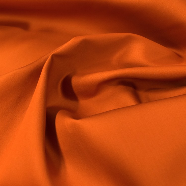 Tissu coton uni satiné orange