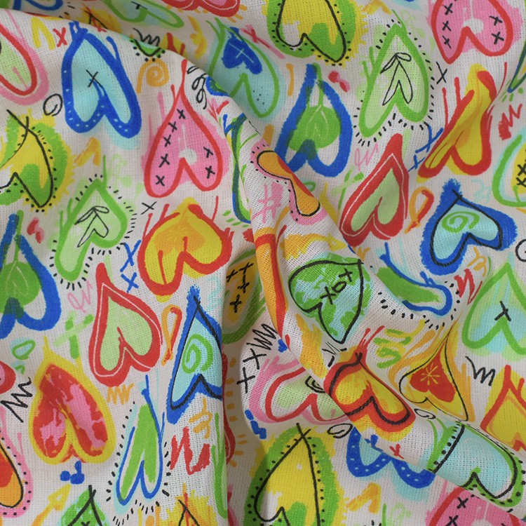 Tissu Coton à Colorier Arty Love - Fond Blanc Avec Motifs, Laize 146 Cm, Vendu Au 50 Cm - 4