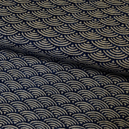 Tissu japonais coton épais - Vagues bleues