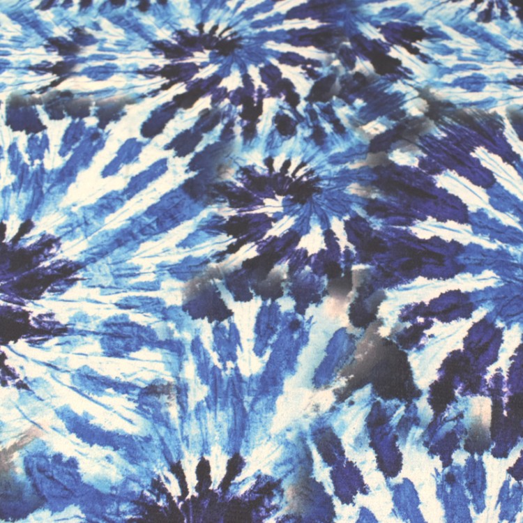 Tissu Polyester - Ronde de plume bleu