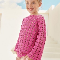 Kit de crochet - Pull ajouré enfant - Cotton cashmere