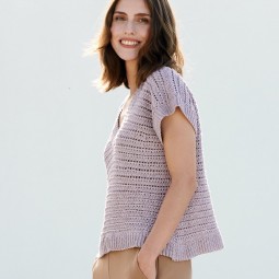 Kit de crochet - Top col V - Cotton cashmere