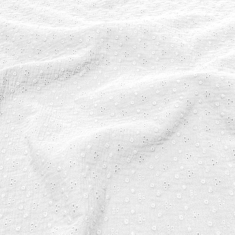 Tissu double gaze brodée - Adèle blanc
