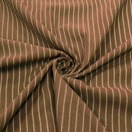 Tissu coton polyester - Tisla noisette et blanc