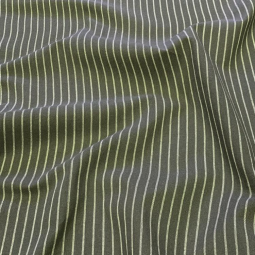 Tissu coton polyester - Tisla kaki foncé et blanc
