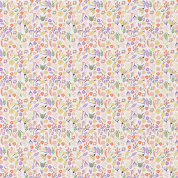 Tissu coton - Alice blanc orange