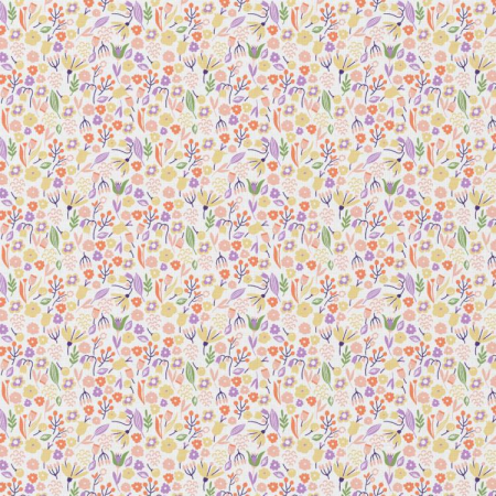 Tissu coton - Alice blanc orange