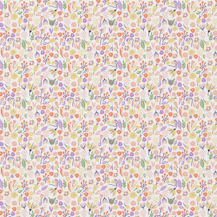 Tissu coton - Alice blanc orange