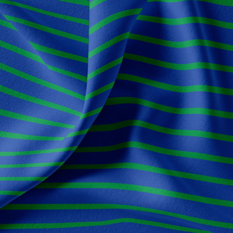 Tissu jersey - Rayure cobalt et vert