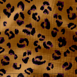Tissu double gaze - Fauve marron et violet