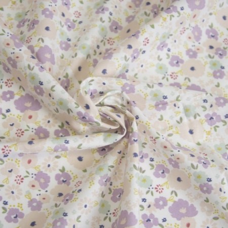 Tissu Katia fabrics - Voile de coton - Fleurs lilas