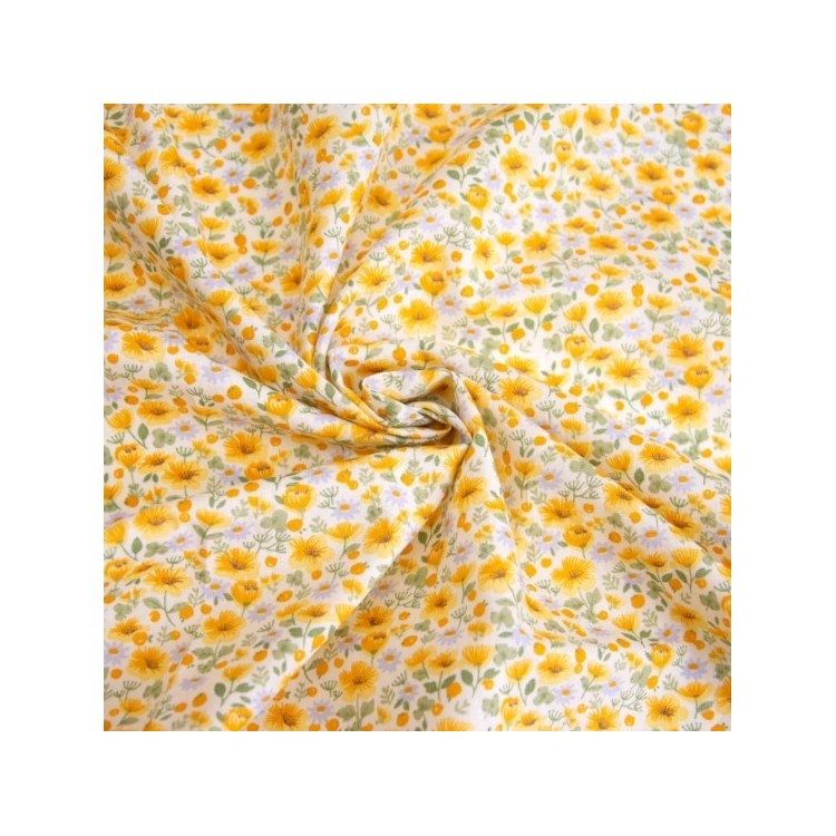 Tissu Katia fabrics - Voile de coton - Fleurs jaunes
