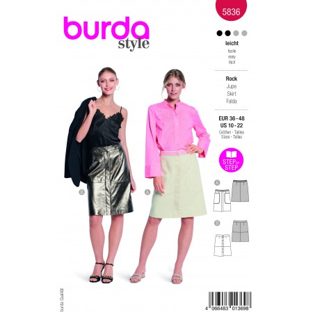 Patron Burda 5836 - Jupe à larges poches et surpiqûres