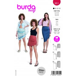 Patron Burda 5811 - Jupe à froncer asymétrique à liens