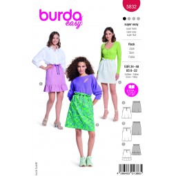 Patron Burda 5832 - Jupe avec lien à la taille