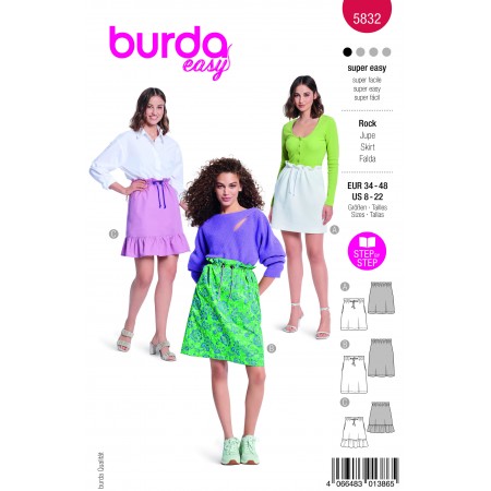 Patron Burda 5832 - Jupe avec lien à la taille