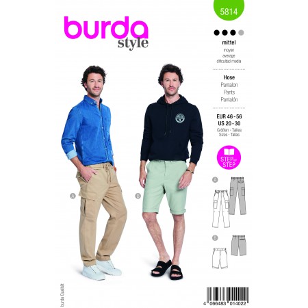 Patron Burda 5814 - Pantalon à plis aux genoux et short