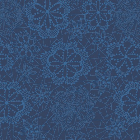 Art Gallery Fabrics - True Blue - Lace in Bloom Celestial