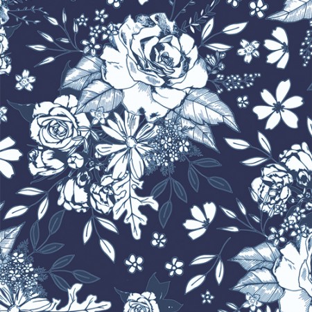 Art Gallery Fabrics - True Blue - Floral Universe Midnight