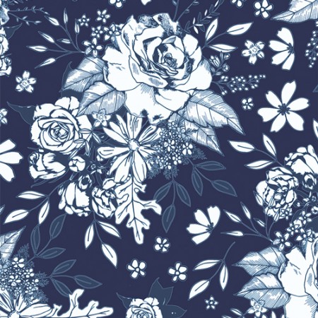 Art Gallery Fabrics - True Blue - Floral Universe Midnight Art Gallery Fabrics - True Blue - Floral Universe Midnight