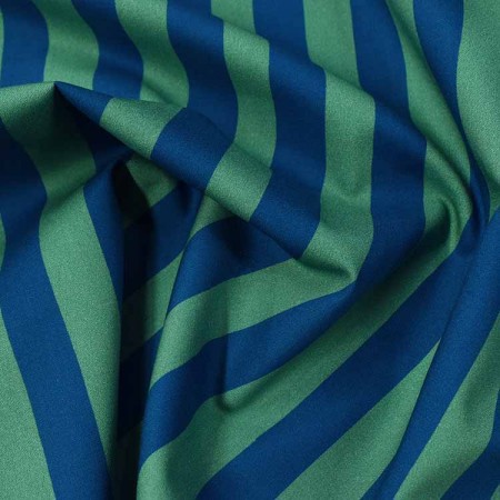 Tissu coton - Rayures bleu roi pétrole